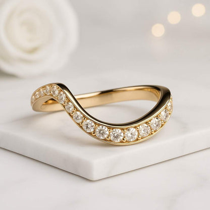 Curved Wedding Band for Engagement Ring Matching Stackable Band