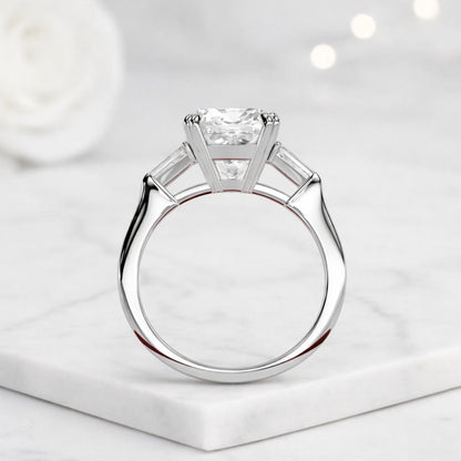 Cushion Cut Diamond with Side Tapered Baguettes