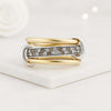 14K Solid Gold Moissanite Diamond Linked Ring