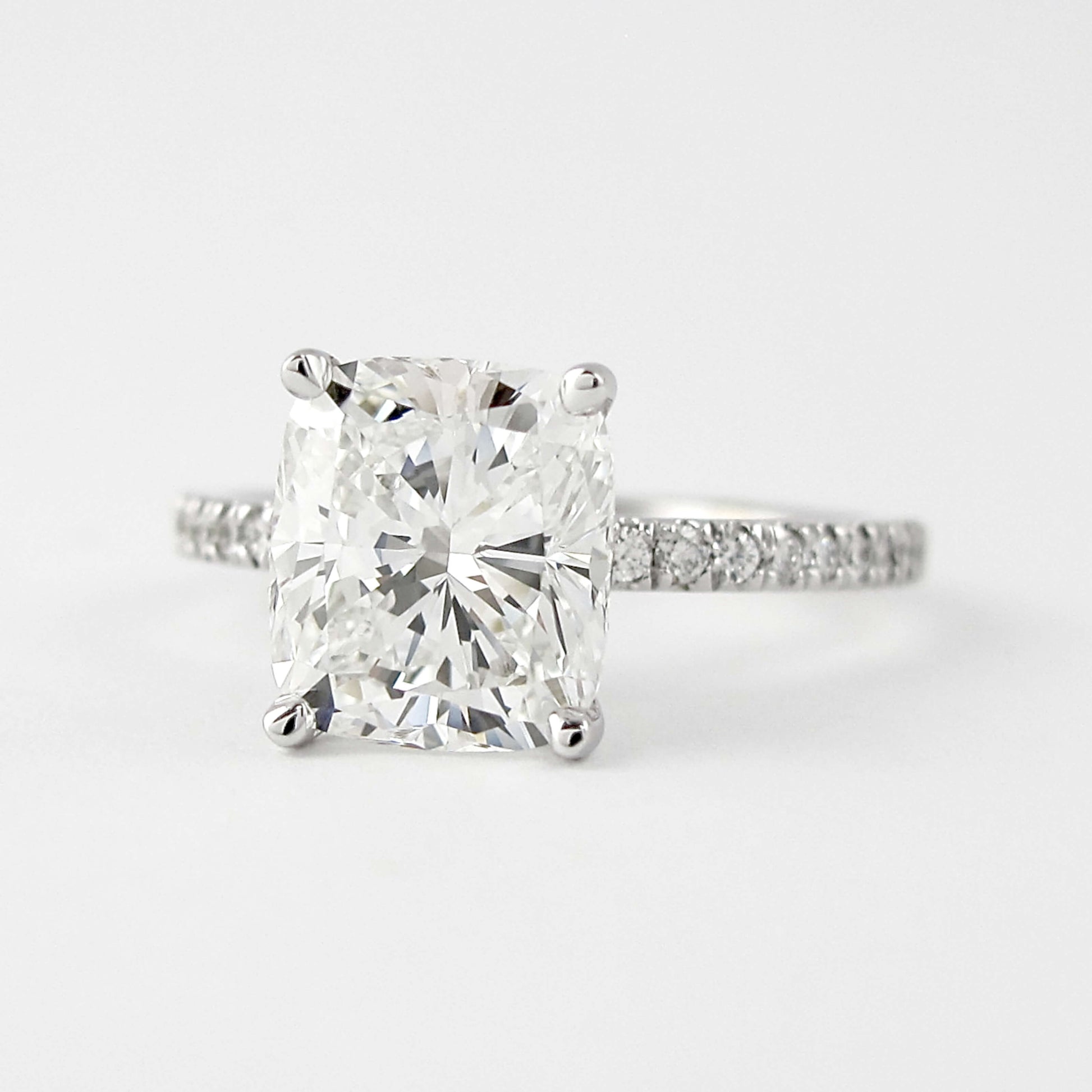 Cushion Cut Moissanite Engagement Ring, 1.5 CT Hidden Halo Moissanite Diamond Ring