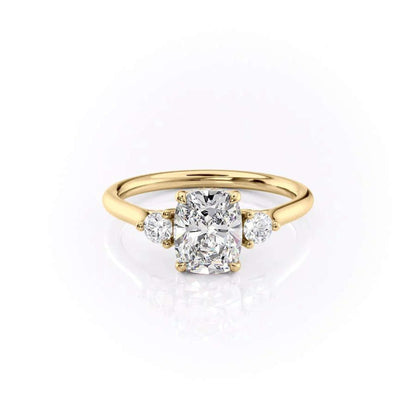 Cushion Cut Moissanite Engagement Ring 3 Stone Moissanite Ring Three Stone Forever One