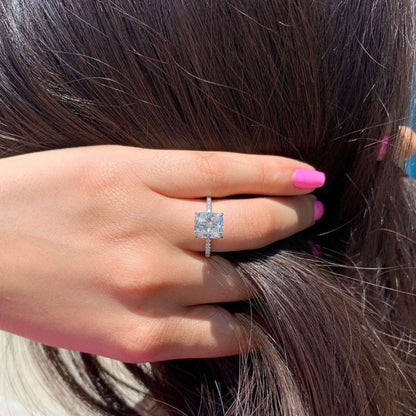 Cushion Cut Solitaire Engagement Ring, 8mm Promise Ring For Her, Bridal Jewelry