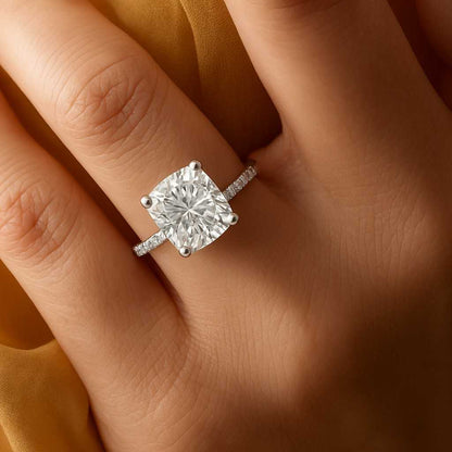 Cushion Diamond Engagement Ring Solitaire Cushion Anniversary Ring 4 Claw Prong Set Ring