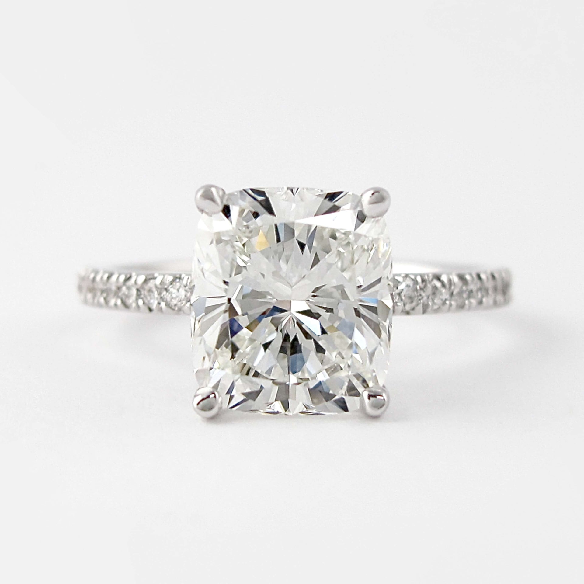 Cushion Engagement Ring- 14K Solid Gold Promise Ring- Moissanite Half Eternity Ring