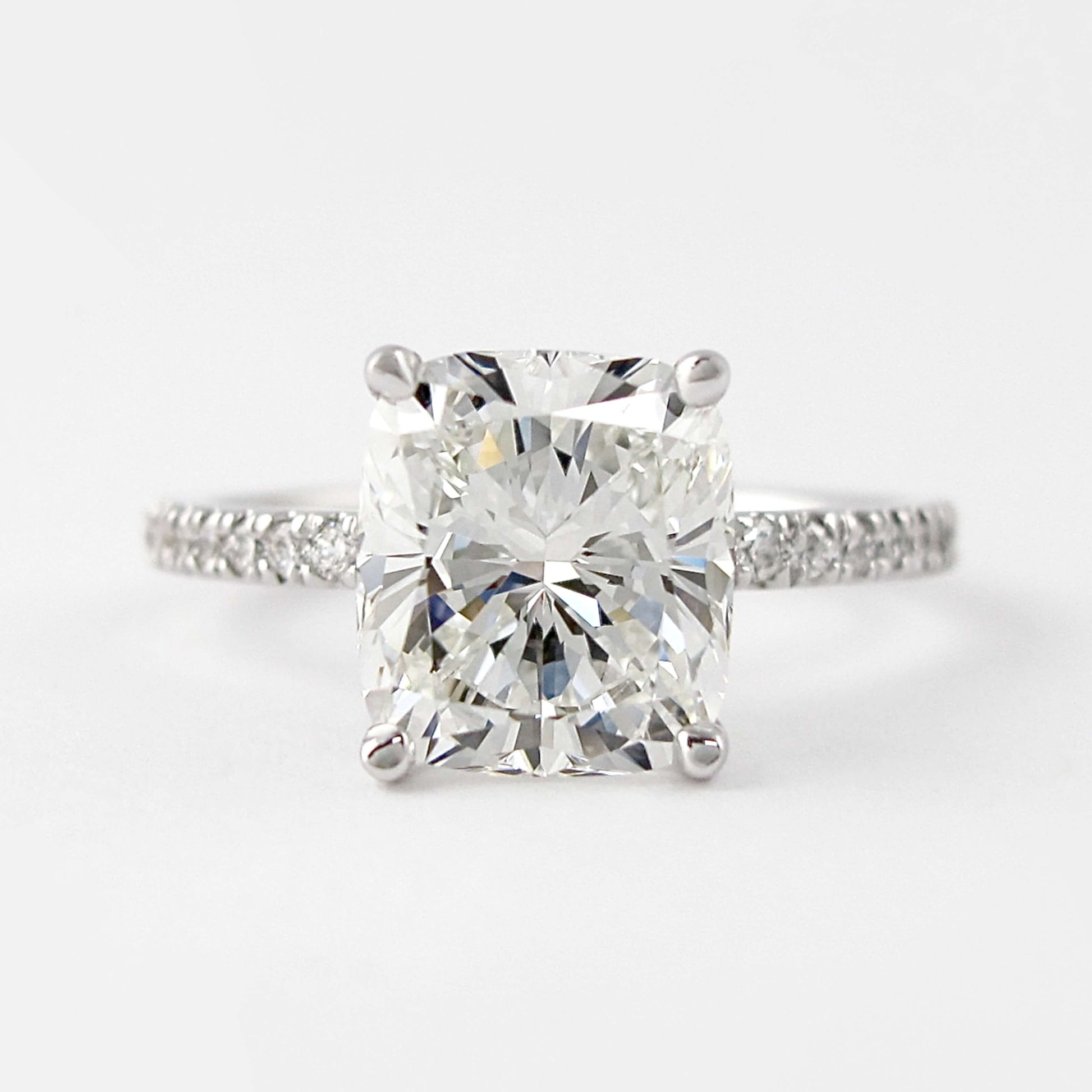 Cushion Engagement Ring- 14K Solid Gold Promise Ring- Moissanite Half Eternity Ring