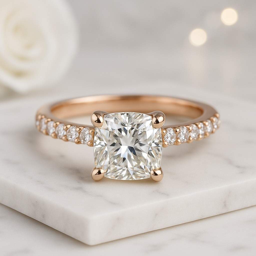Cushion Lab Grown Diamond Engagement Ring Solitaire Wedding Ring White Gold Promise Ring