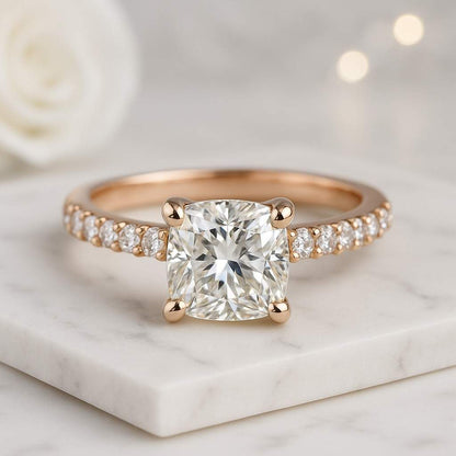 Cushion Lab Grown Diamond Engagement Ring Solitaire Wedding Ring White Gold Promise Ring