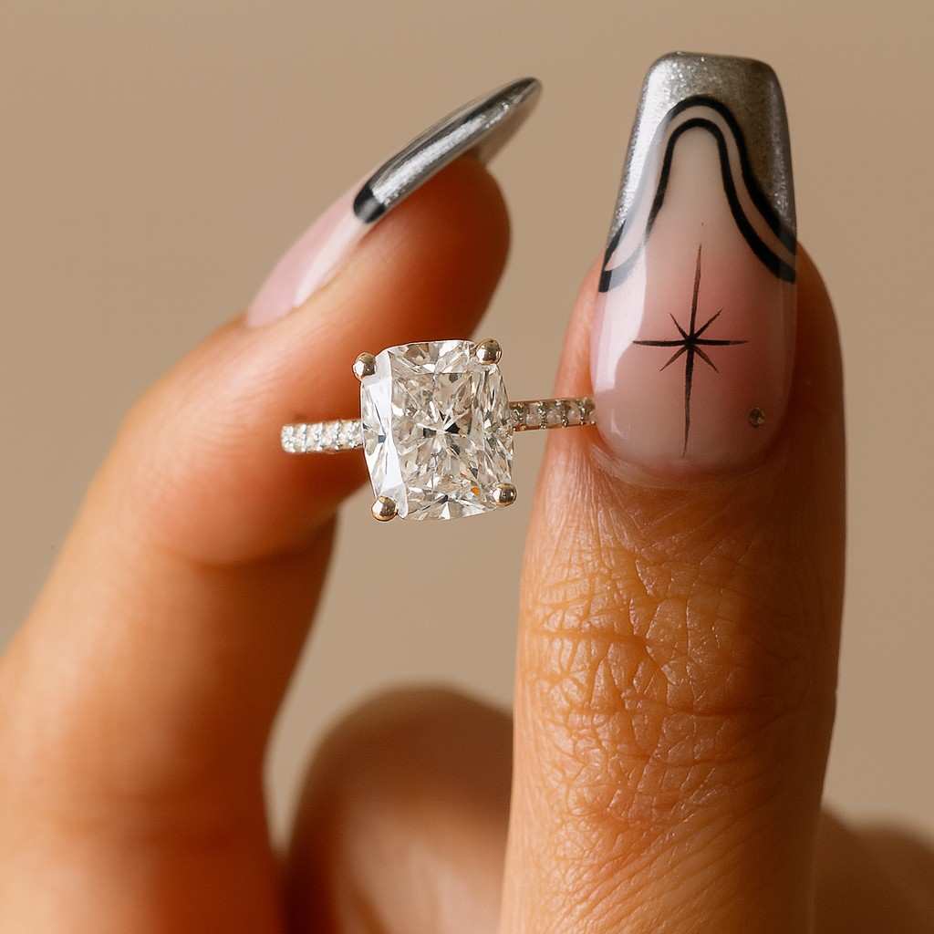 Cushion cut diamond Engagement Ring Unique Vintage 2 Carat Lab Grown Diamond Engagement Ring