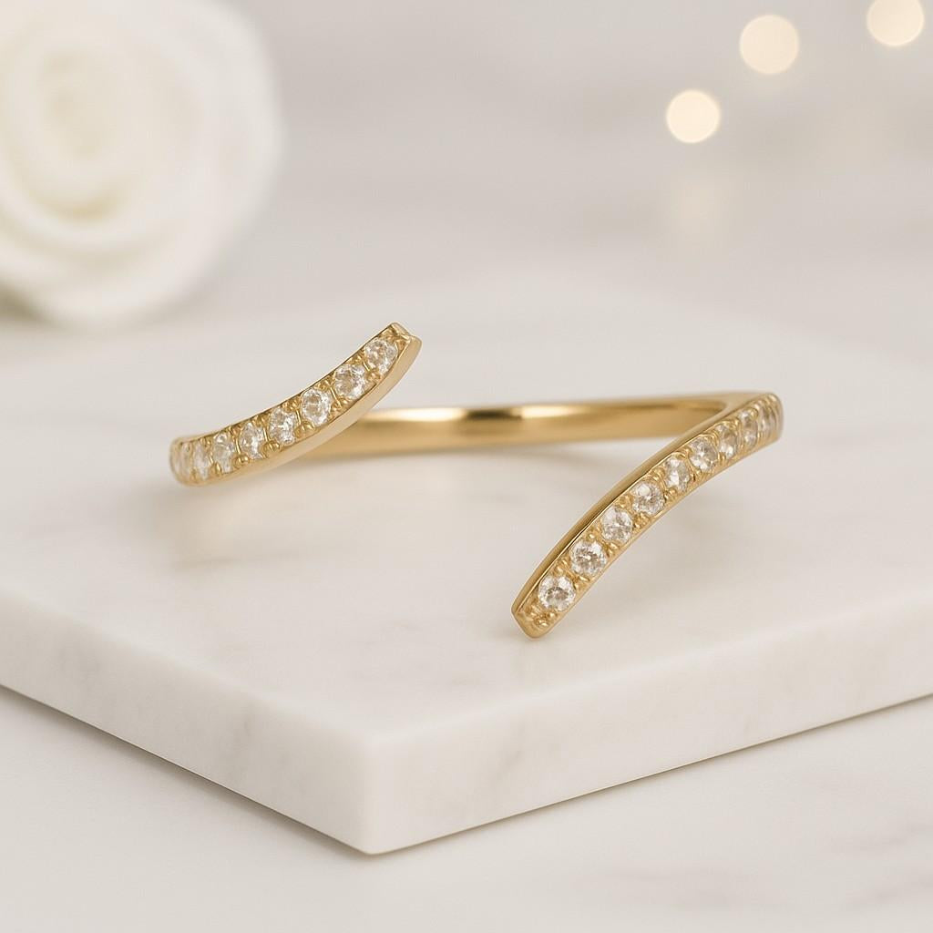 Custom Open Gap Band Ring for Her Womens Cuff Stackable Band