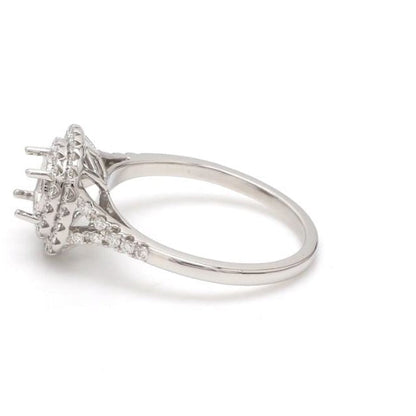 Custom Retro Semi Mount Double Halo Diamond Engagement Ring