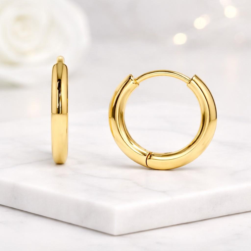 Dainty Earrings Gold Hoop Earrings 10K Solid Gold Round Small Hoop Earrings