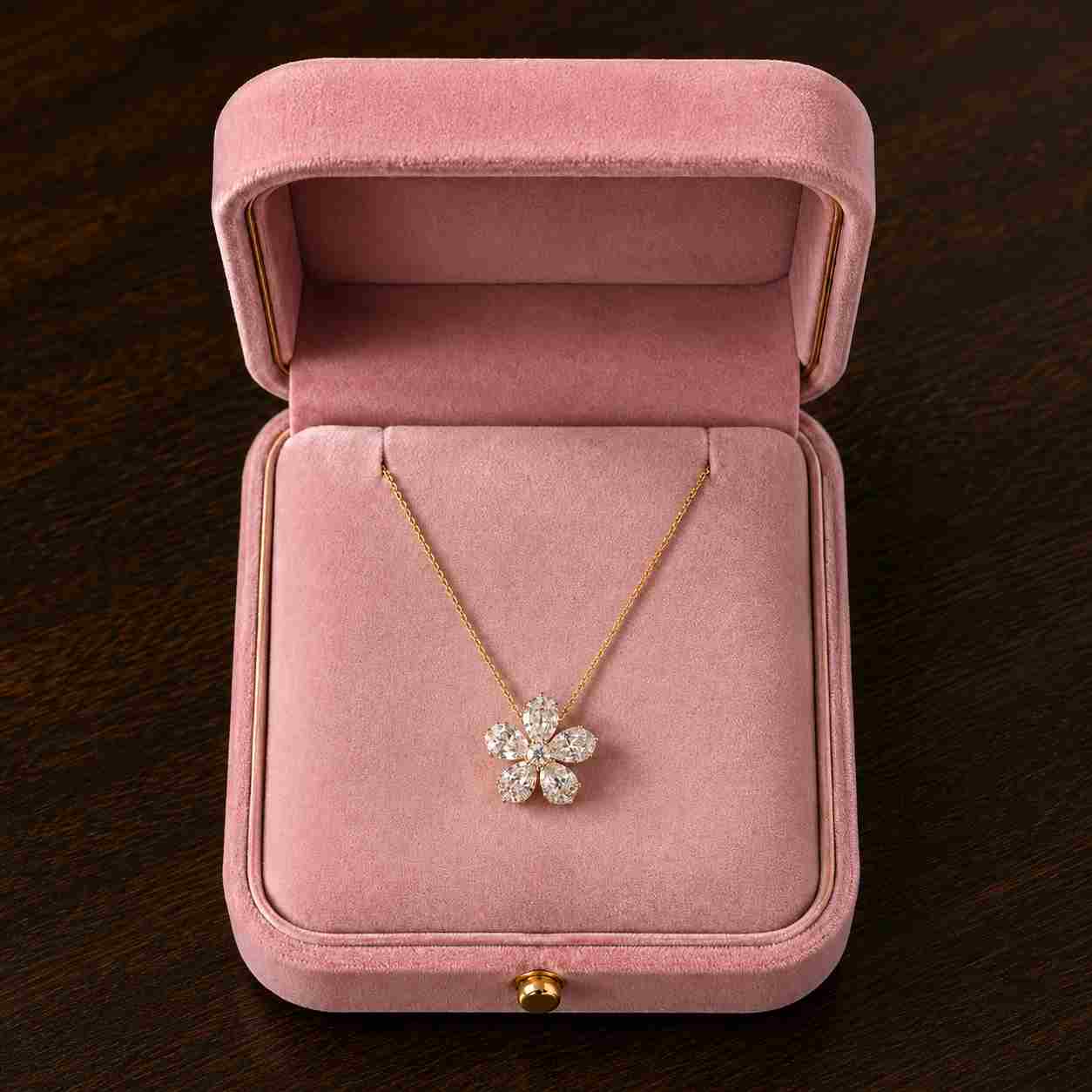 dainty hydrangea necklace 18k gold or silver bridal flower wedding jewellery bridesmaid clover choker minimalist gift for her jewellery

