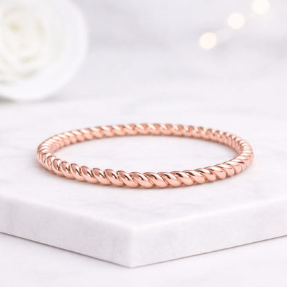 Dainty Minimalist Ring For Her, Twisted Rope Stacking Ring, Minimalist Band