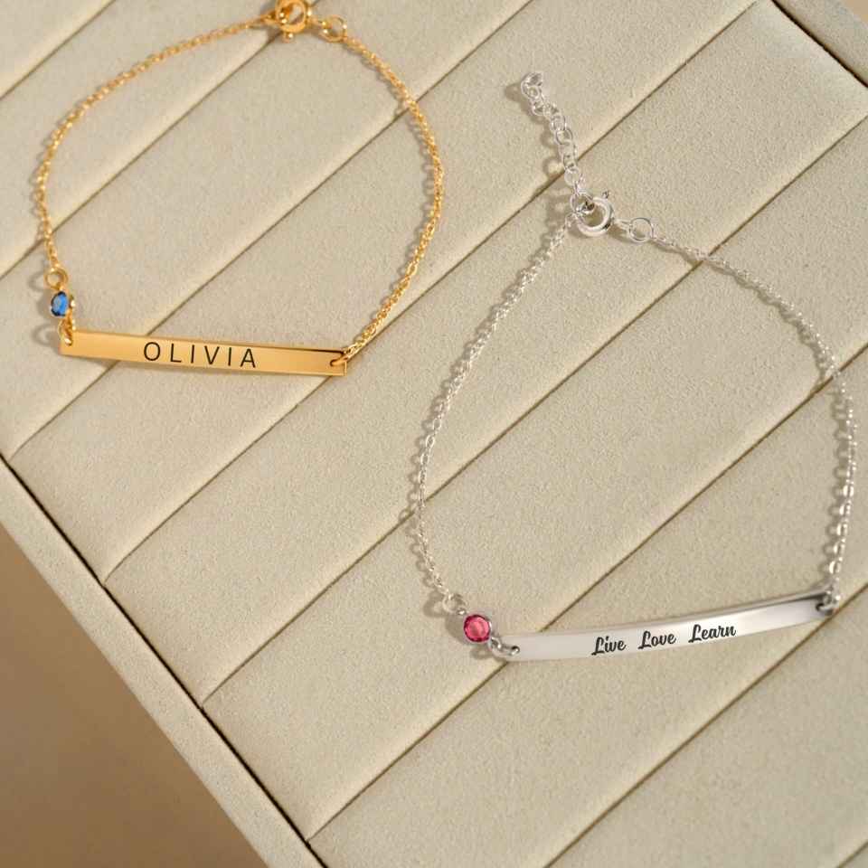 Dainty Personalized Bar Bracelet