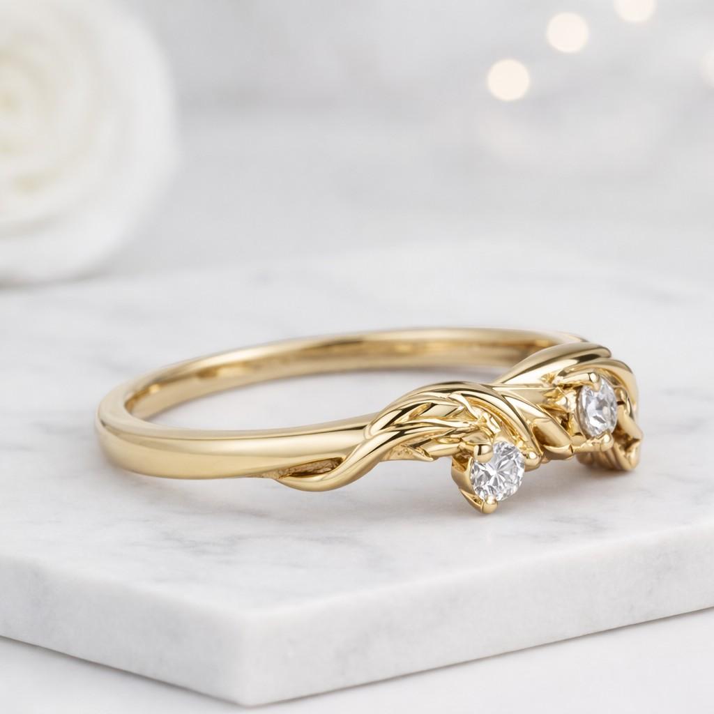 Delicate Solid Gold Curved Wedding Band Promise Anniversary Ring Gold Jewelry