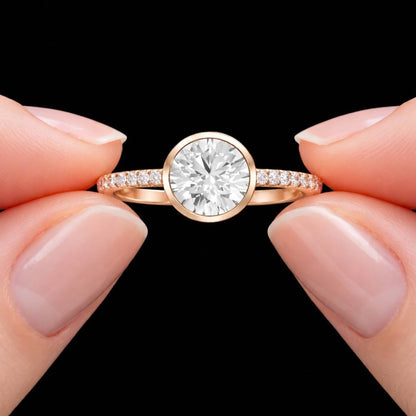 Diamond Wedding Band 14kGold 0.95 ctw Emerald Round Cut Bezel Set Half Eternity LabGrown Diamond Anniversary Ring Bridal Ring