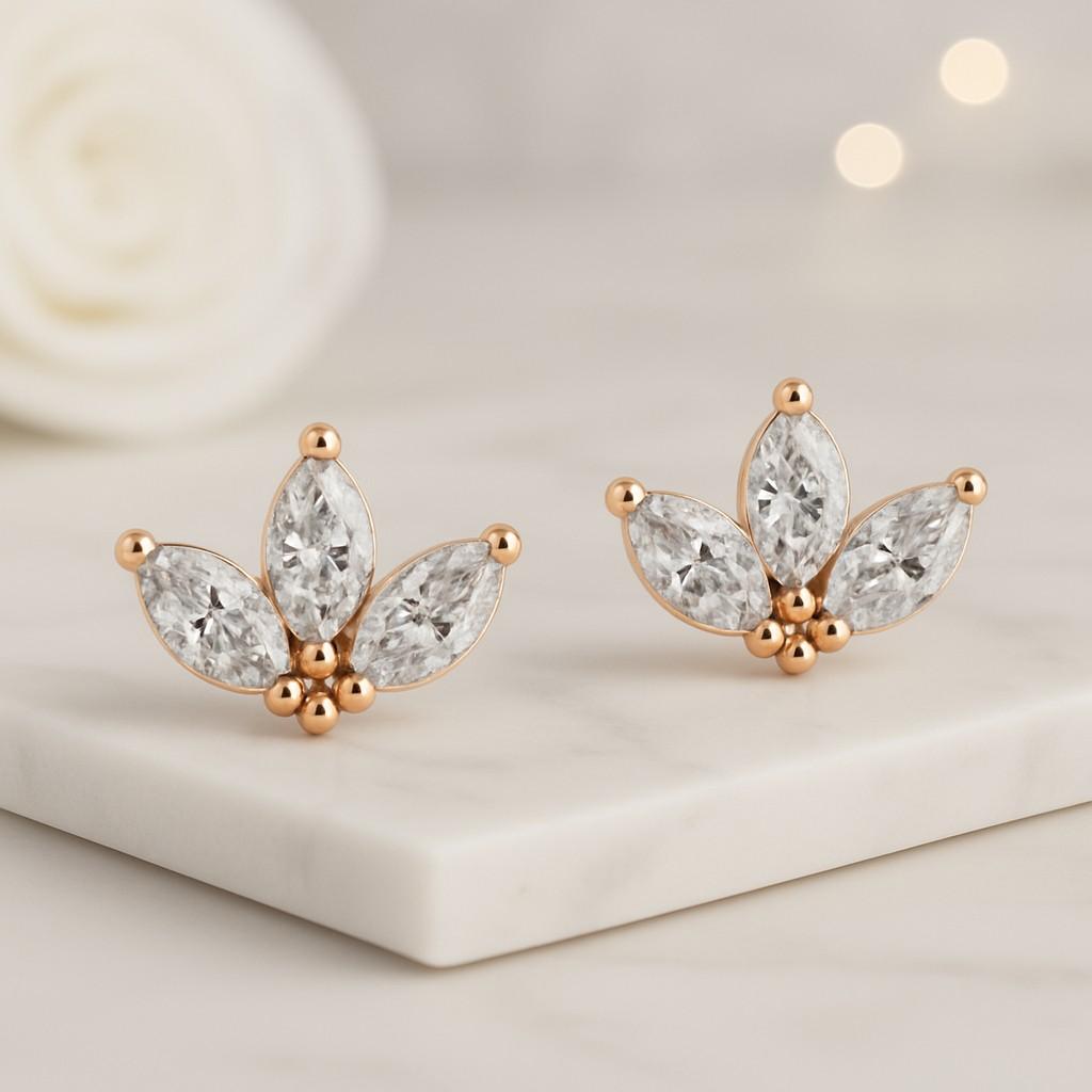 diamond bridal earrings flower style diamond engagement earrings