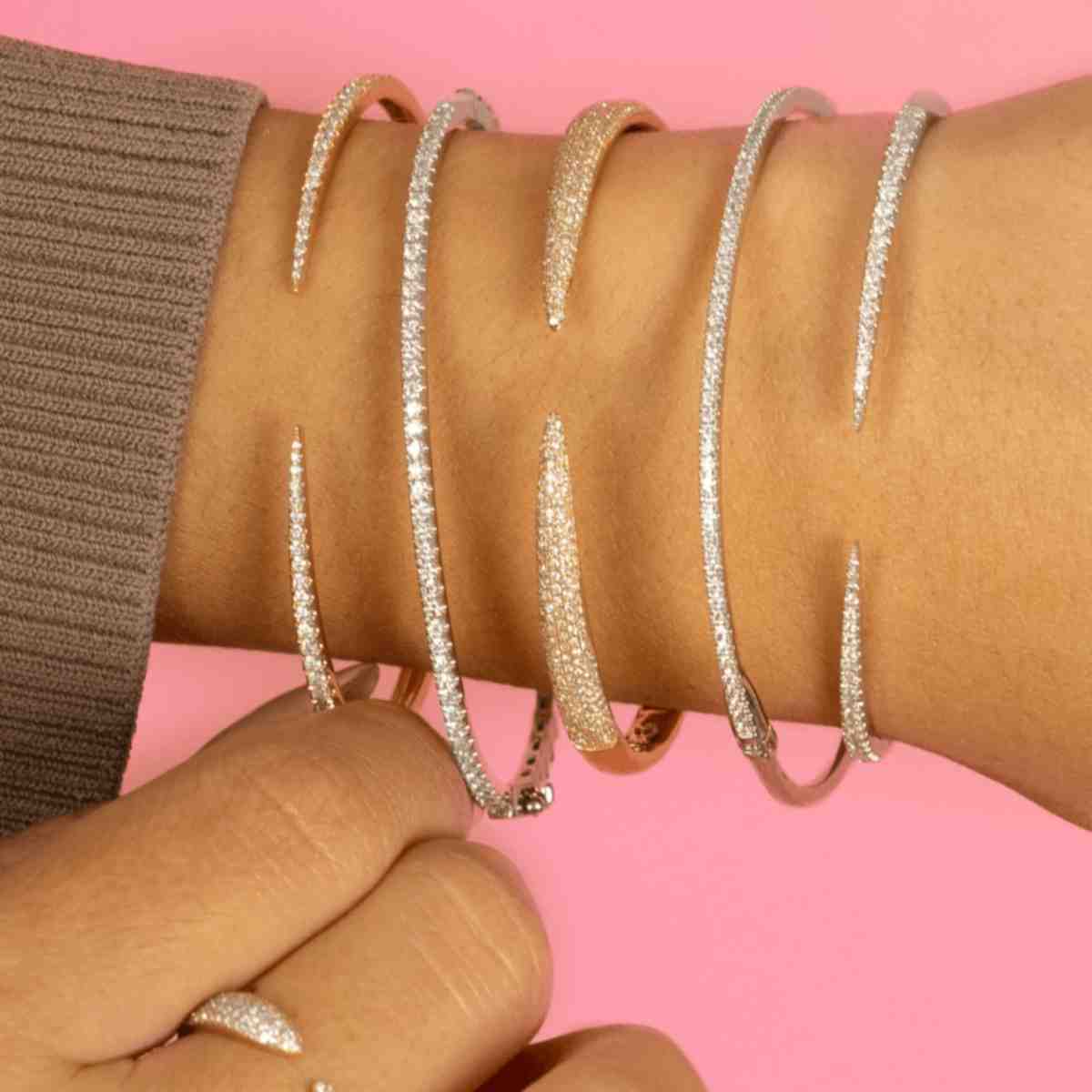 diamond cuff bracelet natural white diamonds
