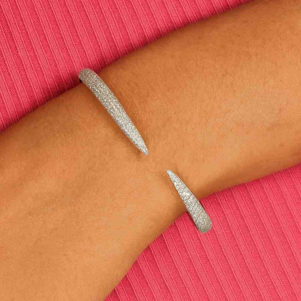 Diamond Cuff Bracelet Natural White Diamonds 14K Gold Lab Grown Diamond Claw Bangle Open Cuff Bracelet
