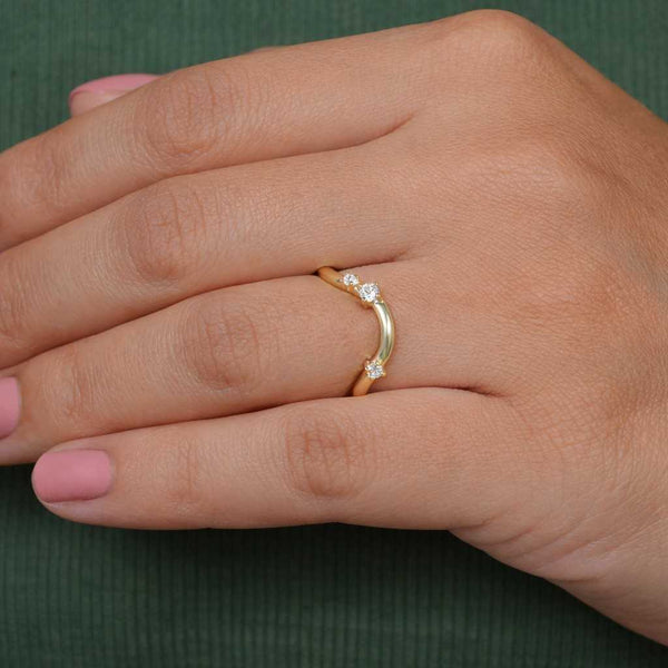 Diamond Curved Wedding Band
