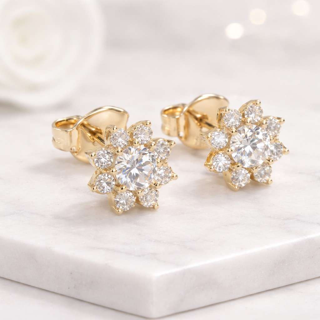 Diamond Earring in 14k White Gold, Everyday Earring