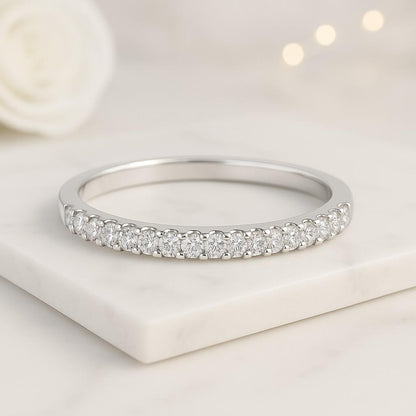 Diamond Thin Ball Stacking Ring Minimalist Wedding Rings for Women Tiny Diamond Eternity Ring Lab Grown Diamond Ring Enhancer Gift for Her