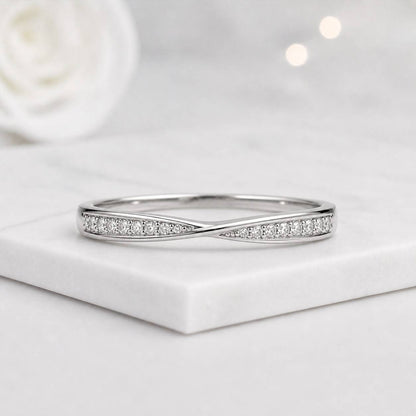 Diamond Wedding Band IGI Certified Lab Grown Diamond Gold Pave Twisted Vine Nature Inspired Stacking Ring Bride Under 500
