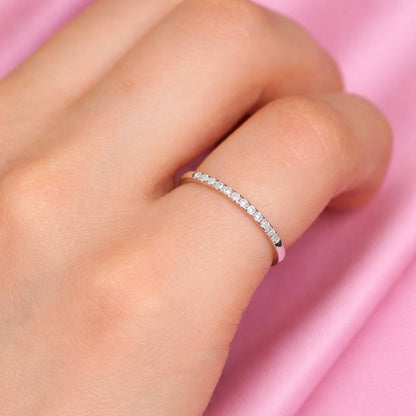 Diamond Wedding Band, Minimalist Stackable Ring for Women Anniversary Gifts