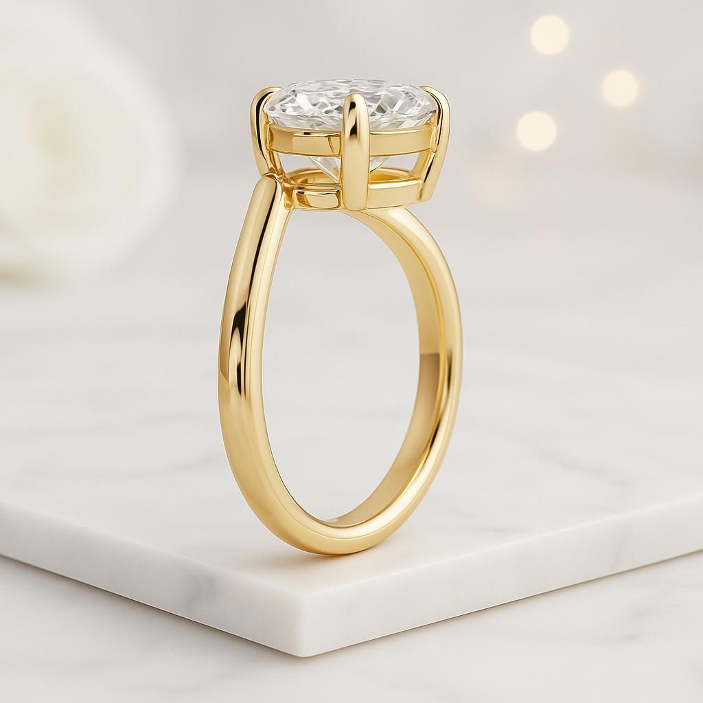 Diamond Wedding Ring Set Anniversary Gift Vintage Oval Diamond Curved Wedding Band 14K Yellow Gold Ring