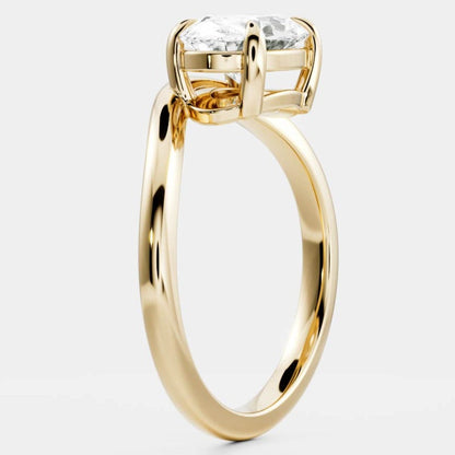 East-West Oval Diamond Curved Wedding Ring For Gf