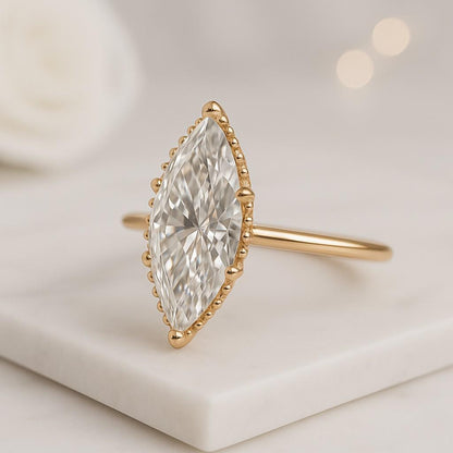 Eco Friendly Diamond Solitaire Ring Gift For Her Lab Grown Diamond Ring Bezel Set 14k Solid Gold Anniversary Ring