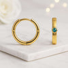 Round Emerald Hoop Earrings for Women