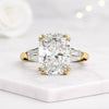 8- Claw Prong Setting Cushion Cut Lab Grown Diamond Three Stone Ring