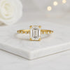 Emerald Cut Moissanite Engagement Ring with Diamond Accent Band