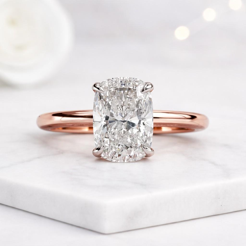Elongated Cushion Cut Solitaire Ring

