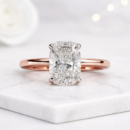 Elongated Cushion Cut Solitaire Ring
