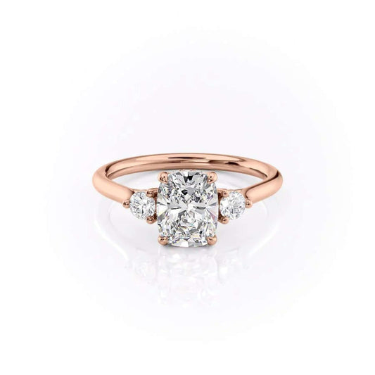 Elongated Cushion Cut Three Stone Ring