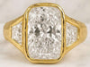 Elongated Cushion Cut Lab Grown Diamond Ring with Trapezoid Side Stones