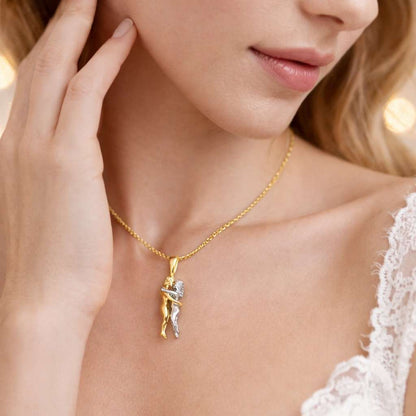 Embracing Couple, Eternal Love, 14K Gold Pendant Hugging Couple Soulmate Necklace Necklaces for Valentine Eternal Love Gift Anniversary Gift
