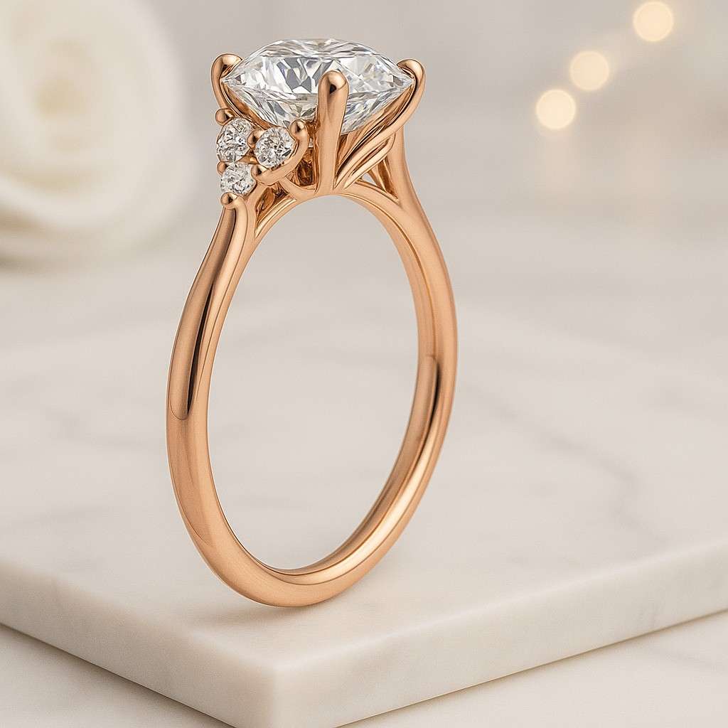 Emerald Cut Diamond Pave Band Genuine Lab Grown Diamond Rings