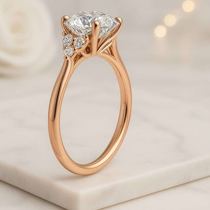 Emerald Cut Diamond Pave Band Genuine Lab Grown Diamond Rings