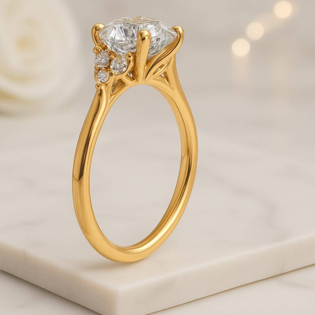 Emerald Cut Diamond Ring Hidden Halo Rings High Setting Rings Cathedral Ring