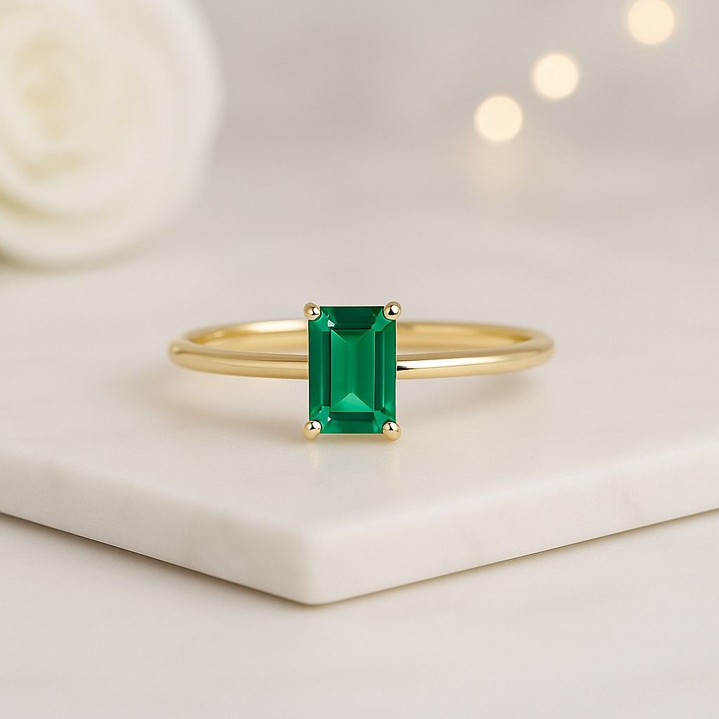 Emerald Cut Engagement Ring in 14k Solid Gold 1.50 CT IGI Certified Diamond Engagement Ring  Emerald Solitaire Diamond Ring  Promise Ring
