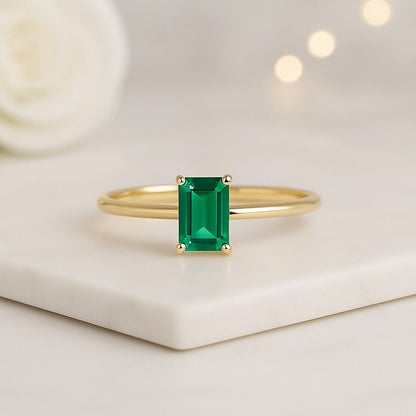 Emerald Cut Engagement Ring in 14k Solid Gold 1.50 CT IGI Certified Diamond Engagement Ring  Emerald Solitaire Diamond Ring  Promise Ring
