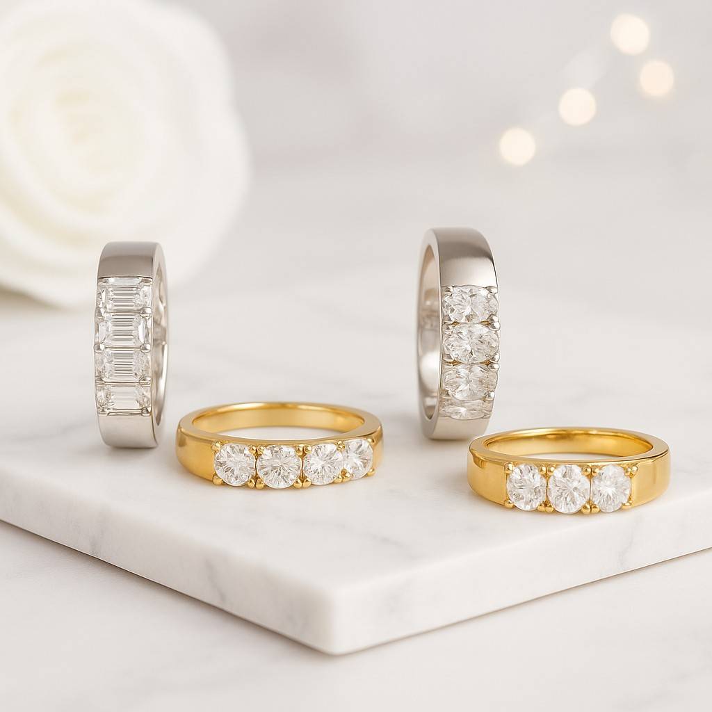 Emerald Cut Wedding Ring Real Lab Grown Diamond Band 7 Stone Diamond Ring Genuine Emerald Cut