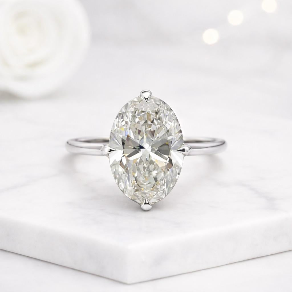 3 ct oval cut lab grown diamond engagement ring
