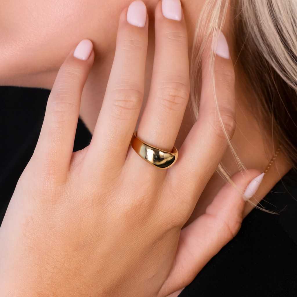 Engraved Classic Band for Men and Women Comfort Fit Ring 14K Gold Filled Dome Wedding Band Polished Yellow Gold Wedding Band