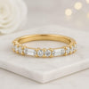 14k Baguette and Round Diamond Half Eternity Band