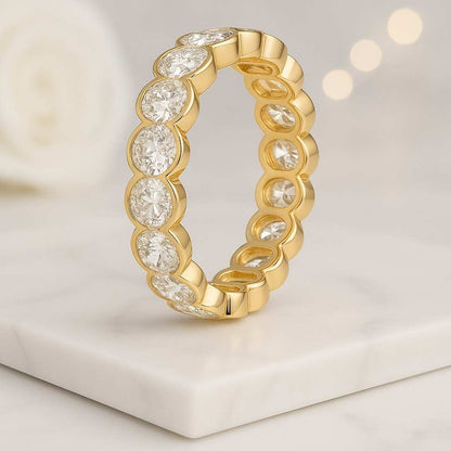 Five Stone Diamond Anniversary Ring Oval Half Eternity Band Matching Band Gift for her