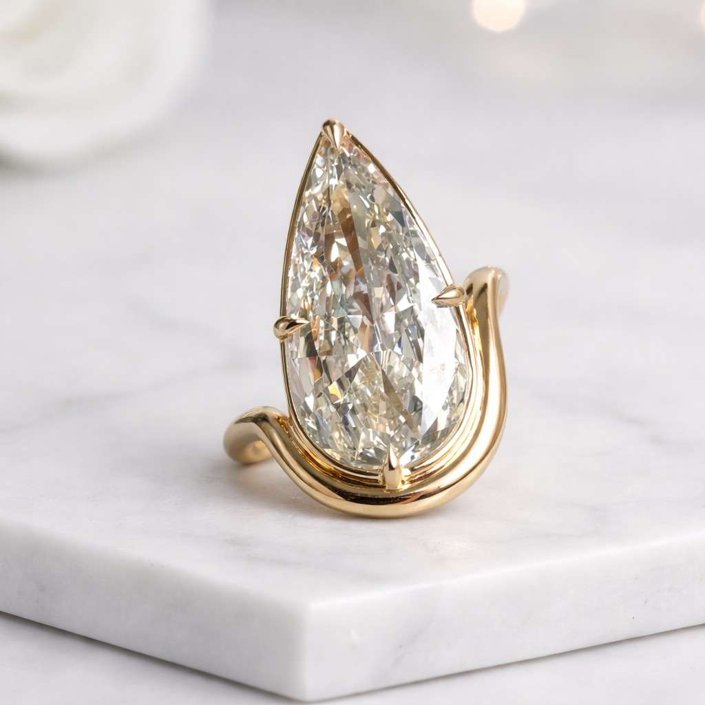 floating diamond statement ring 18k lab-created diamond sliding stone ring everyday fine jewelry sparkling elegant luxury cocktail ring

